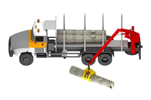 Truck for loading logs isolated on white Stock Illustration