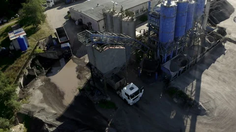 Truck Loading In A Mixing Unit Modern Factory Construction Of Roads Stock Footage 142008340