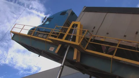 Truck on loading ramp lowered Stock Footage 32287309