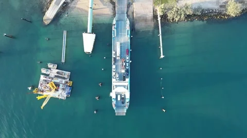 Truck loading on to Vehicle Ferry Stock Footage 281144545