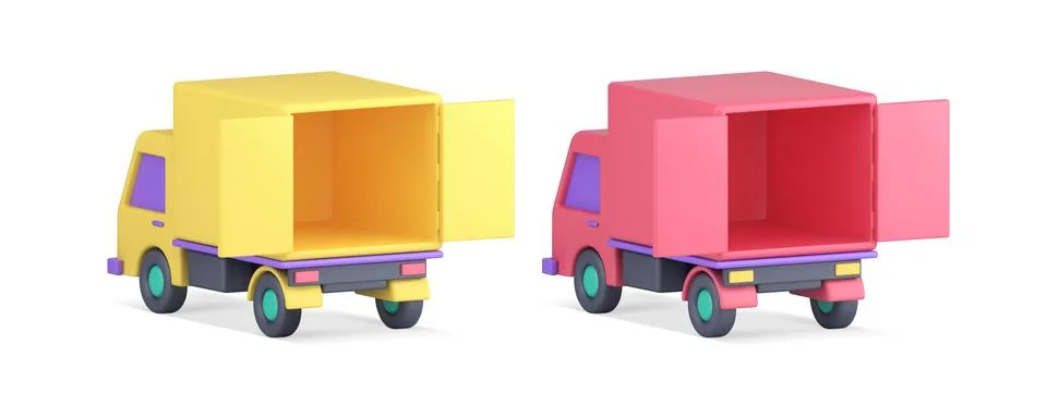 Truck lorry empty open container for cargo goods order delivery back view 3.. Stock Illustration