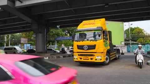 Truck Makes A U-Turn Stock Footage 262980706
