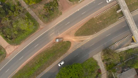 A truck making a turn at illegal u-turn Stock Footage 88142668