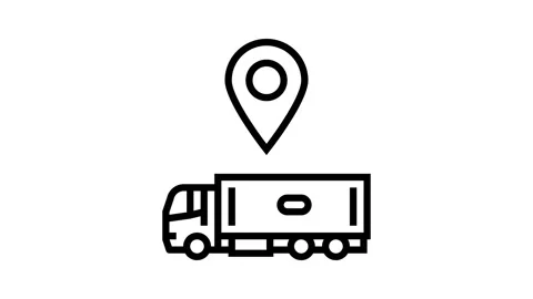 Truck map location line icon animation Stock Footage 326130960