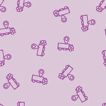 Truck map location line vector seamless pattern Stock Illustration