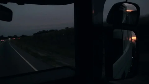 Truck in the mirror evening Stock Footage 73784007