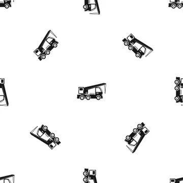Truck mounted crane pattern seamless black Stock Illustration