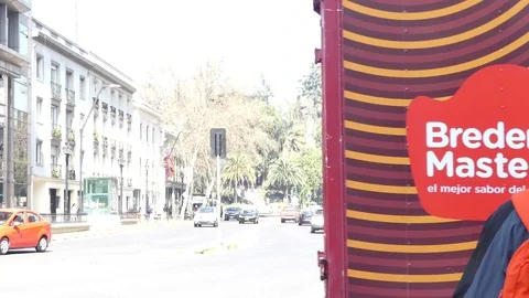 Truck passes by and opens up to view Stock Footage 95911954