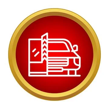 Truck passing through automatic toll gate system Illustrazione stock