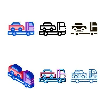 Truck picks up forms car icon vector outline Stock Illustration