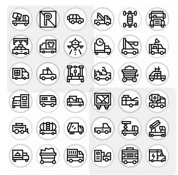 Truck PIXEL Perfect Vector Set with 36 256x256 Bold Line Icons イラスト素材