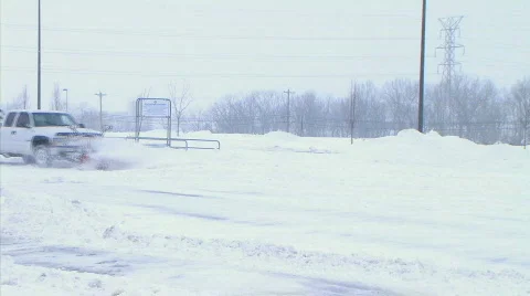 Truck Plowing Snow Stock Footage