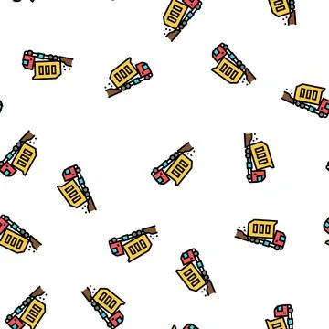 Truck pouring building materials vector seamless pattern Stock Illustration