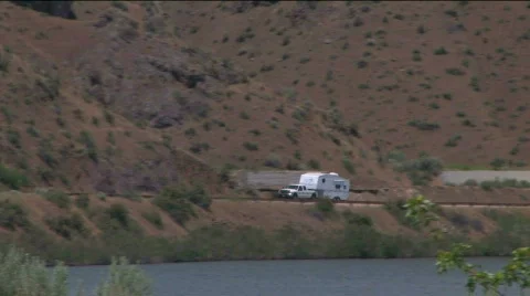Truck Pulling 5th Wheel Stock Footage 334220