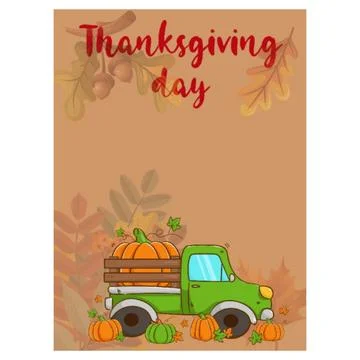 Truck with pumpkins Stock Illustration