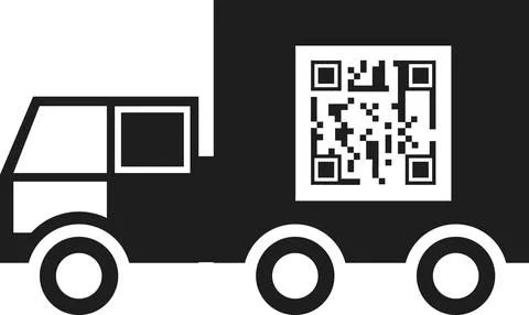 A truck with a QR code. Vector image. Stock Illustration