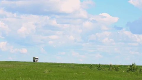 The truck is on the road Stock Footage 77555561