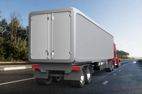 Truck on the road,3d render. Stock Photos