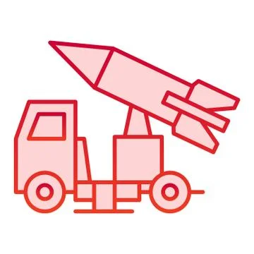 Truck with rocket flat icon. Rocket launch vector illustration isolated on white イラスト素材