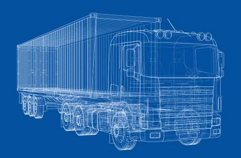 Truck with semitrailer. Vector Stock Illustration