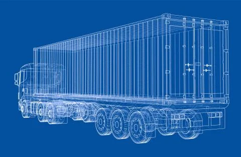 Truck with semitrailer. Vector Stock Illustration