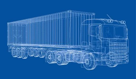Truck with semitrailer. Vector Stock Illustration