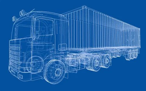 Truck with semitrailer. Vector Stock Illustration