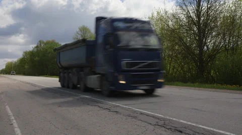 Truck speeding on the road Stock Footage 38633369