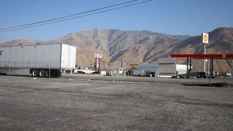 Truck Stop in Cabazon, CA Stock Footage 91468239