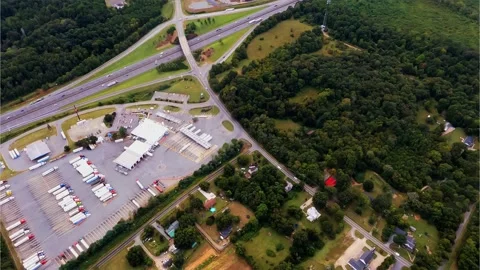 Truck Stop at Highway Exit Stock Footage 140457191