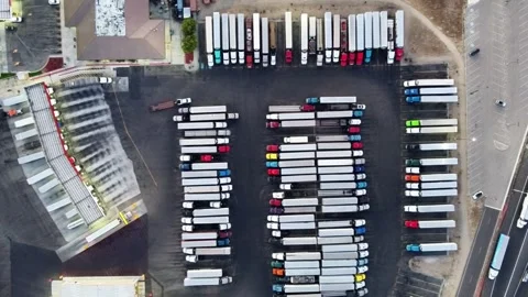 Truck Stop with Parking and Active Transportation Hub Stock Footage 285249258