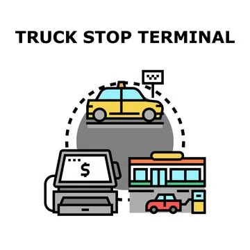 Truck stop terminal concept vector illustration art Stock-Illustration