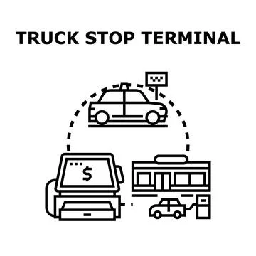 Truck stop terminal concept vector illustration art 스톡 일러스트