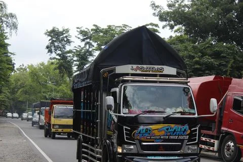 Truck in the streets congested Foto stock