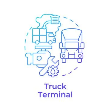 Truck terminal blue gradient concept icon Stock Illustration