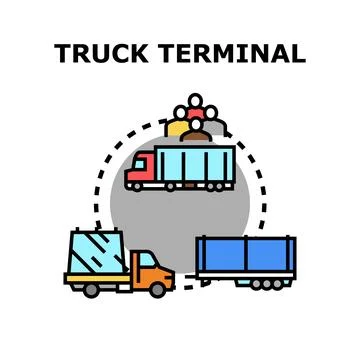 Truck terminal vector concept for logistics delivery network Stock Illustration