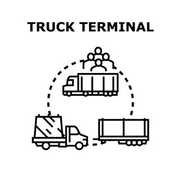 Truck terminal vector concept for logistics delivery network Stock Illustration