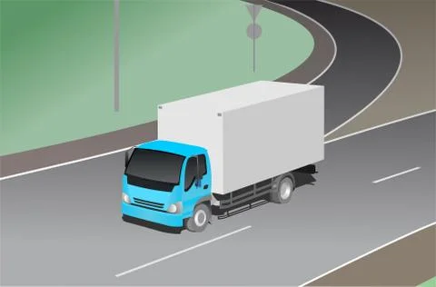 Truck, three-quarter view Stock Illustration