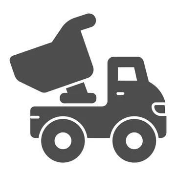 Truck toy solid icon, kid toys concept, plastic dumper sign on white background Stock Illustration