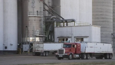 Truck Traffic at Grain Elevator. Stock Footage 73024392