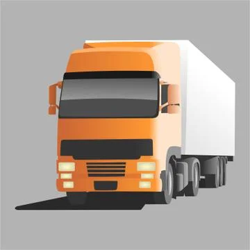 Truck trailer with container. Front view. View of three quarters. Stock Illustration