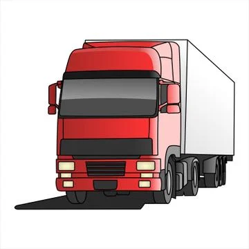 Truck trailer with container. Front view. View of three quarters. Stock Illustration