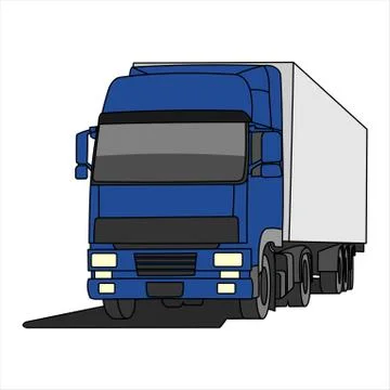 Truck trailer with container. Front view. View of three quarters. Stock Illustration