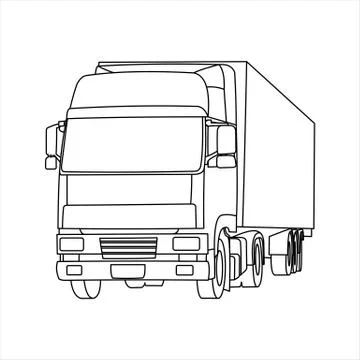 Truck trailer with container. Front view. View of three quarters. Stock Illustration