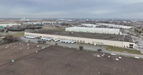 Truck Trailers Docked at a Warehouse Drone Aerial View Urbandale Iowa USA Stock Footage 335788091