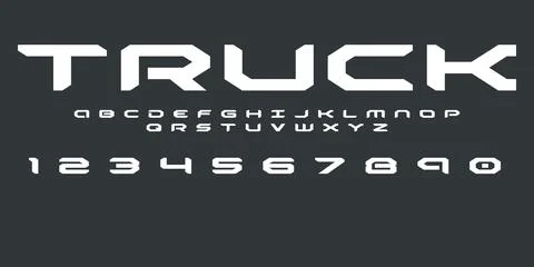 Truck Typography Vector Font – Bold Industrial Typeface Stock Illustration
