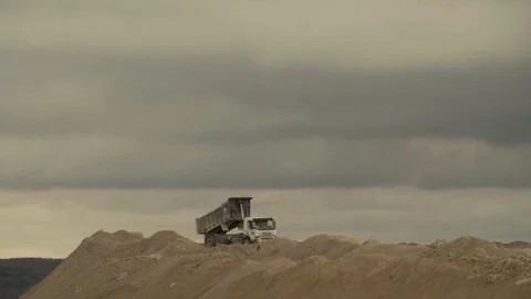 Truck unloading in a quarry Stock Footage 75324334