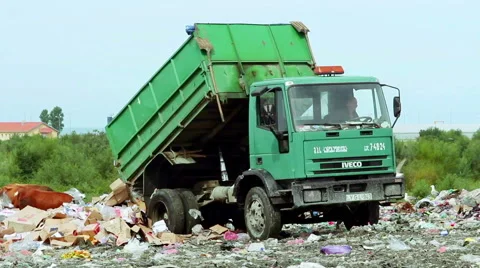 Truck unloads at the garbage dump Stock Footage 50637453