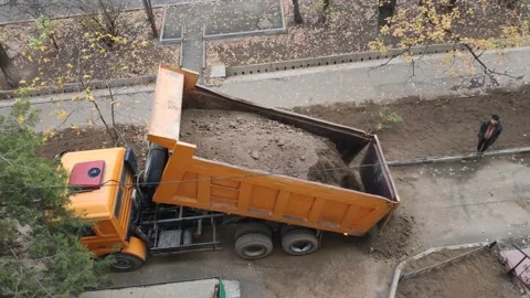 The truck unloads the soil Stock Footage 220401755