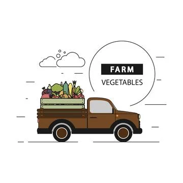 A truck with vegetables. Stock Illustration